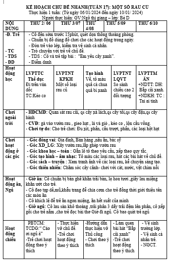 kht 17 nhánh 1 số rau củ từ ngày 06  đến10/1/2025,bé d