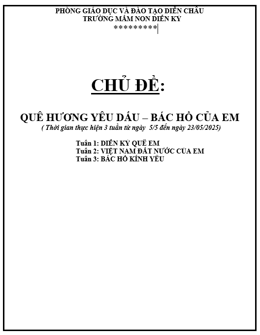 VSDD và KHGDCĐ quê hương bác hồ từ ngày 5 đến 23 tháng 5 năm 2025,bé c