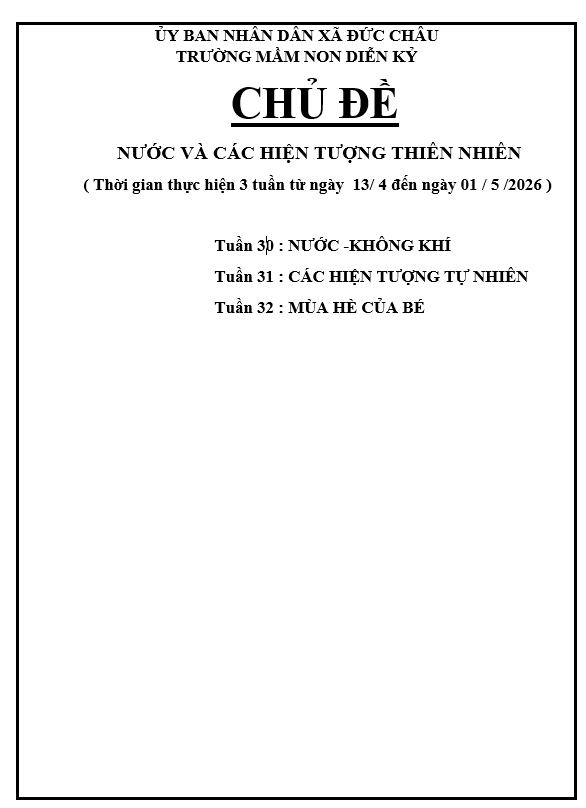 MỤC TIÊU NHTTN BÉ D