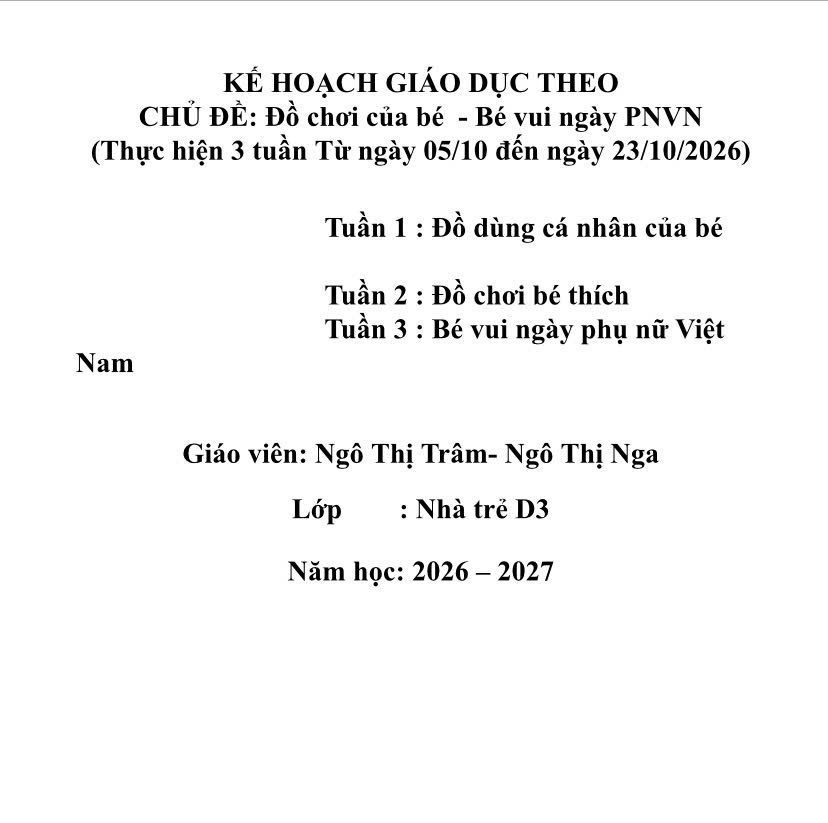 KHCSGD TD3 ĐỒ CHƠI CỦA BÉ TRÂM